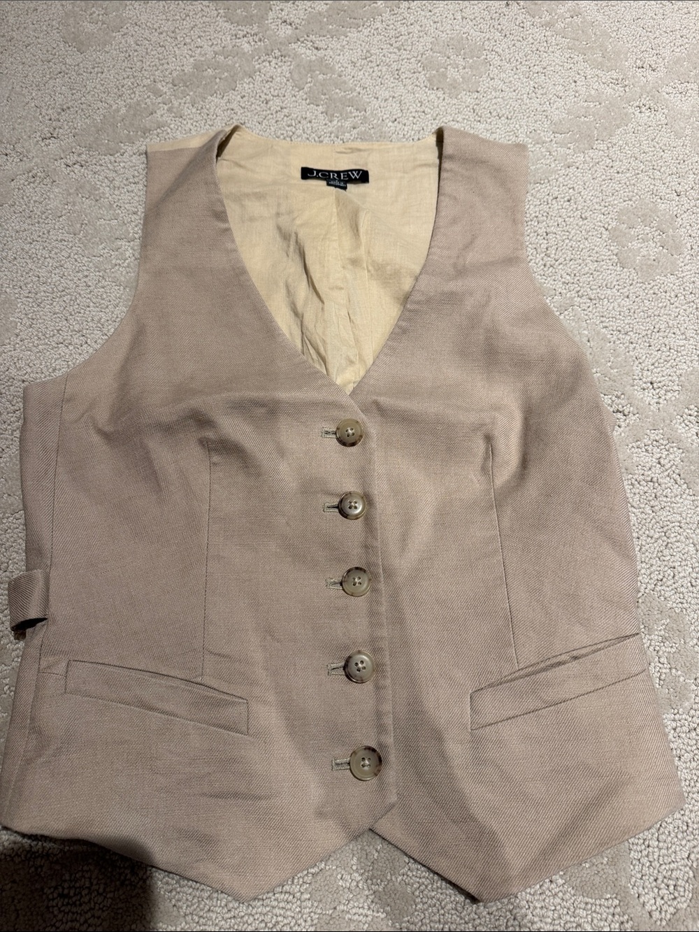 J. Crew Beige Linen-Blend Tailored Vest
